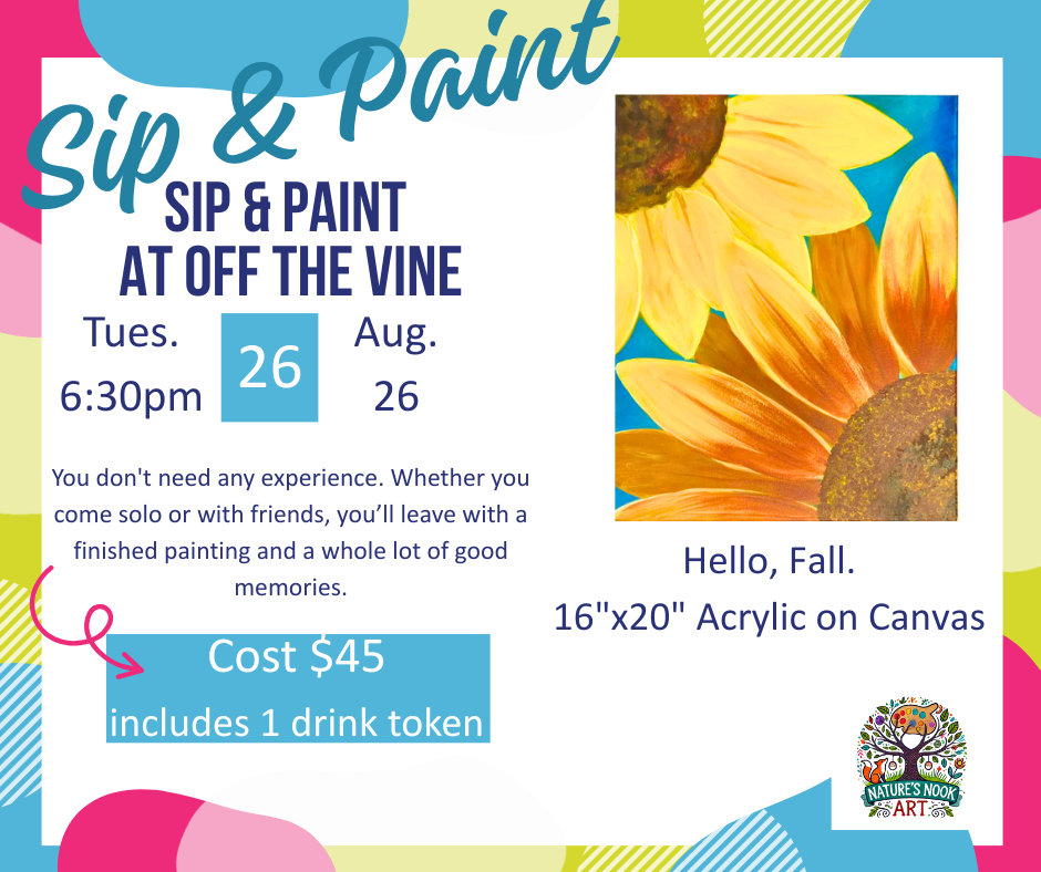 Aug. 26 Sip and Paint at Off The Vine