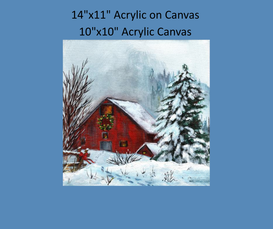 Red Barn Winter Woods