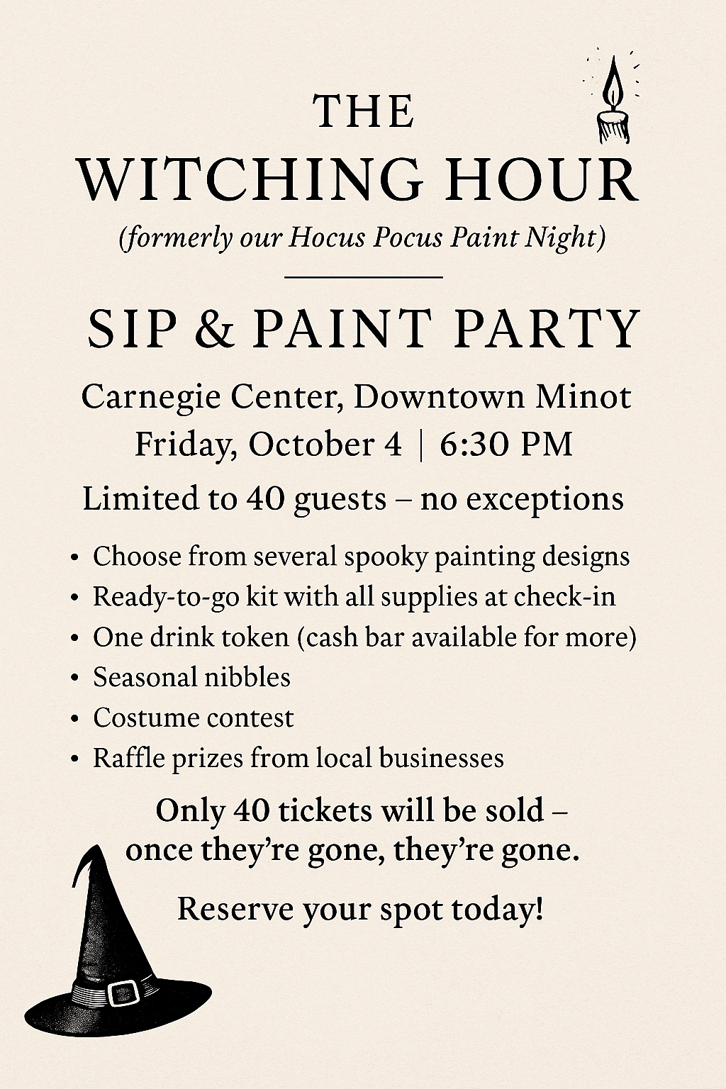 The Witching Hour: Sip & Paint Party (formerly our Hocus Pocus Paint Night)