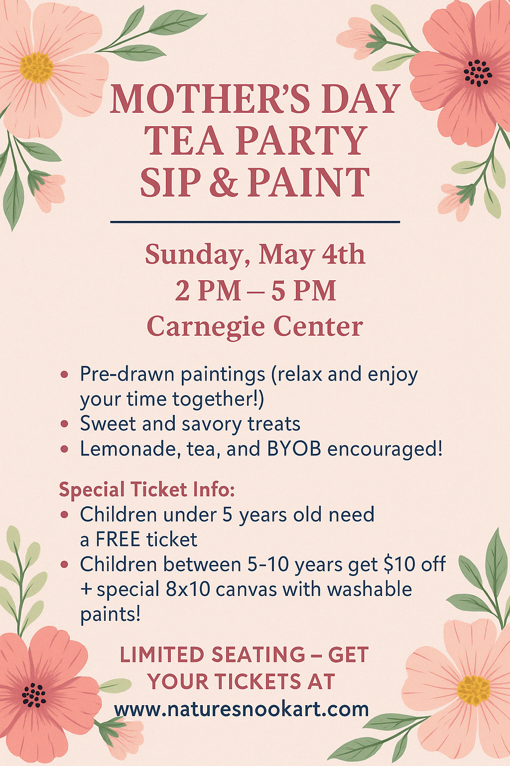 May 4th Mother's Day Tea Party Sip and Paint