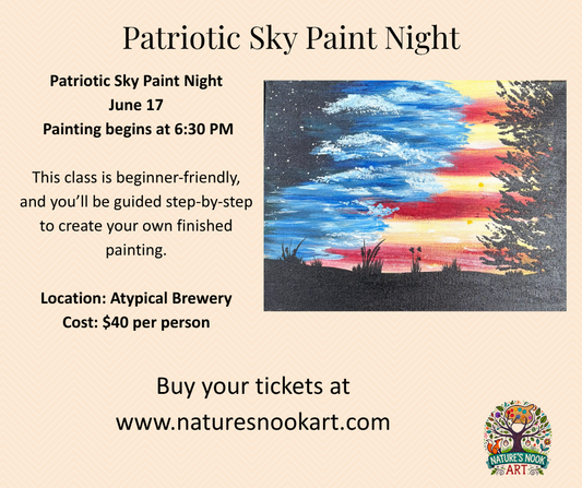 June 17 Patriotic Sky Paint Night at Atypical