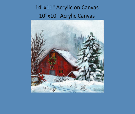 Red Barn Winter Woods