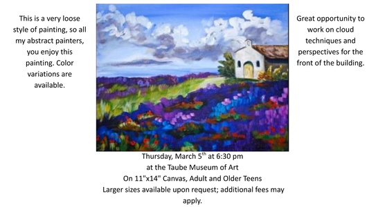 March 5 Lavender Fields Sip and Paint Taube Museum