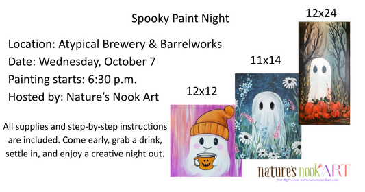 Oct. 7th Spooky Ghost Sip and Paint at Atypical
