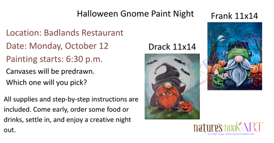 Oct. 12th Gnomes Night Out Sip and Paint