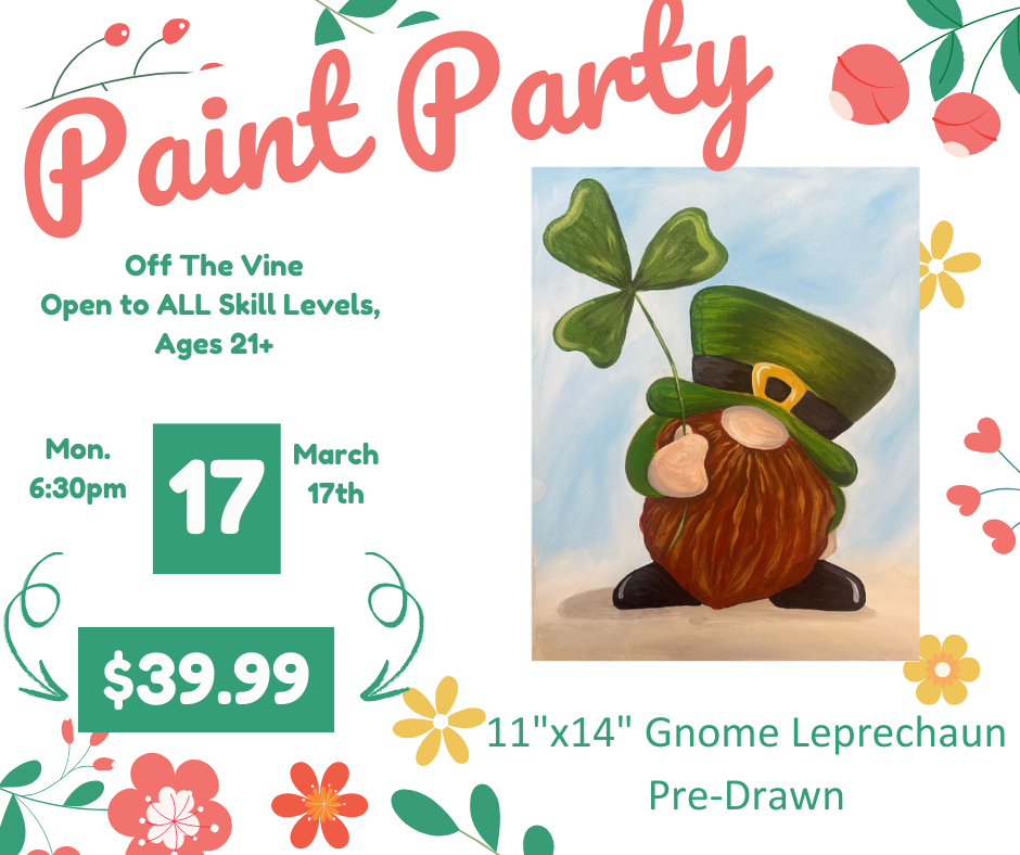 March 17th Gnome Leprechaun Painting Pre-Drawn OTV