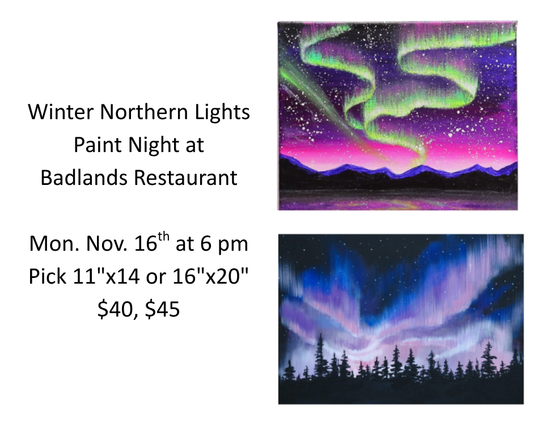 Nov. 16 Northern Lights Paint Night at Badlands Restaurant